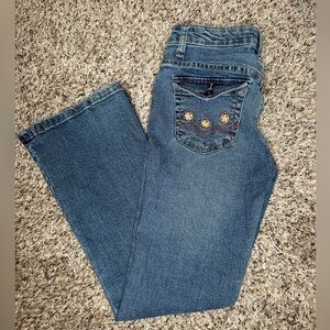Star Ride Girls Bootcut Jeans Size 10‎ Floral Embroidered Stretch